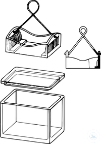 [4 640 000] Staining glass box, new model, for 10 slides 76 x 26 mm,   complete with cover, frame for slides and wire holder