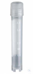 [5 485 003] Cryoröhrchen, (Gefrierröhrchen) PP, -20 +196°C,   Schraubkappen m. Siegelbindung 4,0 ml,  rund, selbststehend  Pack = 100 Stück