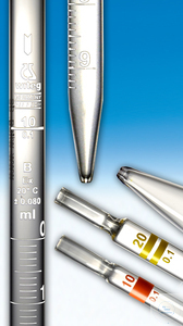 [3 500 505 W] GRADUATED PIPETTES,  SHORT LINE DIN-B,  1 ML : 0,01 ML,  WHITE GRAD. DIN 12696  