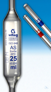 [3 535 050 BL] (3 535 050 BL) Vollpipetten, 5,0 ml, Kl. AS, nach DIN EN ISO 648,  mit einer Marke, KB, Wartezeit 5 S., blau graduiert,  color-code weiss  VE = 12 Stueck