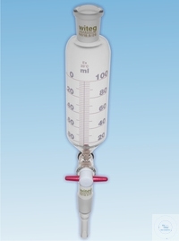 [1 816 250] Tropftrichter, zyl., graduiert, NS-PTFE-Hahnküken,  m. Gewindehahnsicherung, K + H NS 29/32, B 4 mm, 250:5 ml,  VE = 2 Stück  