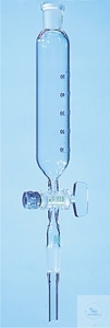 [1 827 125] Tropftrichter, zyl., graduiert,   ohne Druckausgleich, Ventilhahn   mit PTFE-Ventilspindel m. Gewindehahnsicherung,   250:5 ml, K + H NS 19/26, B: 4,0 mm,  VE = 2 Stück