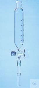 [1 828 250] Tropftrichter, zylindrisch, graduiert,   Ventilhahn m. PTFE-Ventilspindel, 250:5 ml,  K + H NS 29/32, B: 4 mm,  VE = 2 Stück