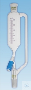 [1 868 125] Tropftrichter, zyl., graduiert, mit Druckausgleich  Ventilhahn mit PTFE-Ventilspindel  m. Gewindehahnsicherung, 250:5 ml,  K + H NS 19/26, B: 4,0 mm,  VE = 2 Stück