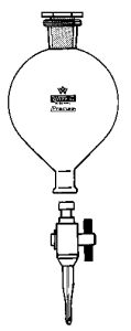 [2 620 250] Scheidetr. Kugelf, Boros, mit abnehmbarem PTFE-Hahn,  NS-PE-Stopfen, NS 29/32, 250 ml, Bohrung 2,5 mm  Stiellänge 100 mm  VE = 2 Stk.