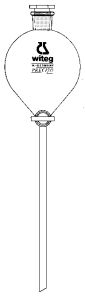 [2 640 050] (2 640 050) Scheidetrichter, 50 ml, Kugelf.,  massiven NS-Hahn-Küken, PE-Stopfen,  NS 19/26, Bohrung 2,5 mm  VE = 2 Stk.