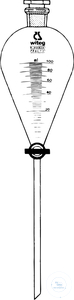 [2 659 100] (2 659 100) Squibb-Scheidetrichter, Borosilikatglas 3.3,  mit PE-Stopfen, mit PTFE-Küken, grad.,  NS 19/26, 100 ml, Bohrung 2.5 mm  VE = 2 Stück