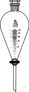 [2 674 250] Scheidetrichter, 250 ml, konisch, grad.,  Boros., NS-PTFE-Hahnküken, Bohrung 4 mm,  NS-PE-Stopfen, NS 29/32  VE = 2 Stk.