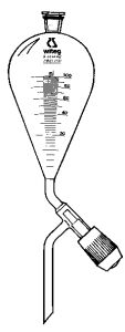 [2 676 100] Scheidetrichter, kon. Form,100 ml,   hergestellt aus DURAN Rohr, m. Witaflo-Ventilhahn,   Bohrung 3 mm, NS-PE-Stopfen, NS 19/26, graduiert  VE = 2 Stk.