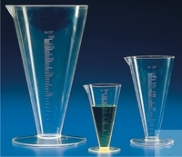 [7 028 002] Measures, conical shape with round base, 250:5 ml,  spout without handle, DIN-B, graduated, PMP   Pack = 18 pcs.