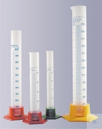 [7 000 305] Graduated cylinder 250:2,0 ml,  PP, class B, with plastic base,  short line graduation, blue color 