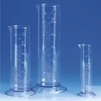 [7 007 004] (7 007 004) Messzylinder, niedere Form,  graduiert, SAN, 250 ml, glasklar,  VE = 6 Stück