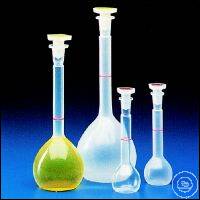 [7 021 003] (7 021 003) Messkolben, Enghals, 100 ml , H 180 mm,  mit Ringmarke unten, NS-Stopfen 14, PP,  VE = 6 Stück