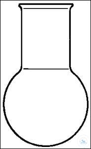[8 608 001] Kurzhals-Rundkolben, 1000 ml, Weithals,  130 x 200 mm, mit Bördelrand, aus Quarz