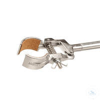 [7 400 606] Stativklemme, Stahl, verzinkt, Länge 180 mm  Spannweite bis Ø 120 mm, runde Finger mit Kork
