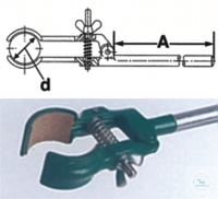 [7 400 621] (7 400 621) Stativklemme, aus Edelstahl, Länge 150 mm,   Spannweite bis Ø 25 mm, runde Finger mit Kork
