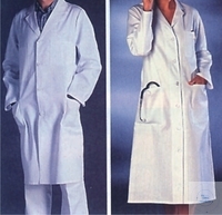 [7 302 703] (7 302 703) Labormantel weiss für Damen Grösse 44,  nach EN 13034, chemikalienbeständig,  Gewebe 100% Polyester, waschbar bis 95°C,   mit Druckknöpfen und Taschen