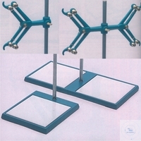[7 400 131] Stand base for burettes, stainless steel rod Ø 12mm,  length: 600 mm, with two porcelain plates, 365x170 mm,  complete with clamp for 2 burettes, with brass rolls  painted cast iron