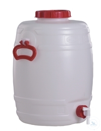 [7 181 003] (7 181 003) WEITHALS-BALLON, PE, 30 LITER, ZYLINDRISCH,  RUND, Ø 330 MM,HÖHE: 460 MM, 2 TRAGEGRIFFE,   MIT SCHRAUBVERSCHLUSS ROT, MIT HAHN