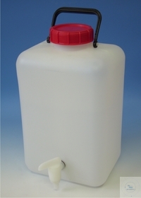 [7 183 003] CARBOYS, PE, WITH TAP,TETRAGONAL,  WIDE MOUTHED,WITH SCREW CAP, CAP. 20 LTR.  