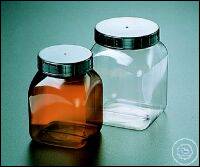 [7 253 013] VIERKANT-WEITHALSBEHÄLTER (PVC), 200 ML,  MIT SCHRAUBVERSCHLUß, BRAUNTRANSPARENT,  60 X 60 MM, HÖHE 88 MM, HALS Ø 50 MM  