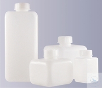 [7 167 003] (7 167 003) Vierkantflasche, Enghals, 250 ml, GL 28,  Höhe 80 mm, mit Verschraubung, PE-HD