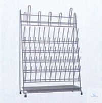 [7 405 500] Draining rack for 60 test tubes and 5 flasks or ballons,  with drip-pan, 420 x 160 x 610 mm, steel PA coated