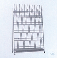 [7 405 505] Draining rack for 24 test tubes and 20 flasks or ballons,  with drip-pan, 420 x 160 x 610 mm, steel PA coated