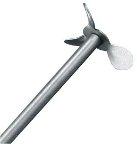 [DH.WOS501013] Impeller, Propeller type, PL013, 3 blades, blade: 100 mm, rod Ø 8 mm, length: 650 mm, stainless steel
