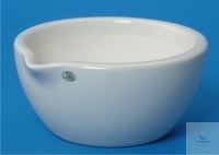 [8 512 003] (8 512 003) Mörser, aus Porzellan, 25 ml, Ø: 60 mm,  Höhe: 32 mm, mit Ausguss, unglasiert