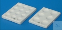 [8 516 001] PLATTEN AUS PORZELLAN, RECKTECKIG, 112 X 81 X 12 MM,  MIT 6 VERTIEFUNGEN, Ø DER VERT. 25 MM, GLASIERT,      