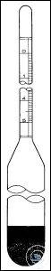 [8 558 201] ARÄOMETER, NACH BEAUME, OHNE   THERMOMETER BEREICH: 0-1 : 0,1 % VOL.,   L. 260 MM  