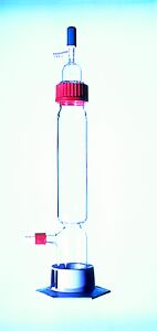 [5 624 102] (5 624 102) Chlorcalciumzylinder, Borosolikatglas,  mit Gewindekappe GL 45, mit Ventilhahn,  u. standfestem Plastikfuß, 315 x 45 mm