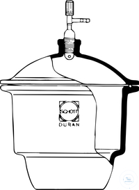 [5 660 250] Exsikkatoren „NOVUS", DN 250, mit Tubusdeckel,   Ventilhahn im Deckel und Kern NS 24/29,   ID Flansch 274 mm, AD Flansch 320 +/- 2 mm,  Höhe ohne Hahn 344 mm, ca. Volumen 10,5 L,  DURAN® Glas 