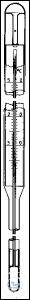 [1 367 001] (1 367 001) Stockpunkt-Thermometer,  DIN 12785, Ein/ Schlussform,  unbelegt, Milchglasskala, eichfähig,  -70+50°C, Füllung: Toluol, rot  auf 180 mm eintauchend justiert  Unterteilung 1°C, Ø A. 10 mm  Länge 360 mm