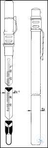 [1 393 001] (1 393 001) TASCHEN-THERMOMETER, MIT SÄURE- UND  LAUGENFENSTER, DIFFICO-GRADUIERUNG  L. 140 MM, MIT VERNICKELTER METALLSCHUTZHUELSE,   BAJONETTVERSCHLUSS UND CLIPS ZUM ANSTECKEN  STABFORM, PRISMATISCH, WEIß BELEGT,  ROTE ANZEIGEFLÜSSIGKEIT  -50 +50: 1°C  