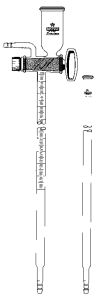[2 982 000] (2 982 000) Nitrometer nach Lunge, grad. 50 ml: 0,1 ml  mit NS-Zweiweghahn, mit Niveaurohr