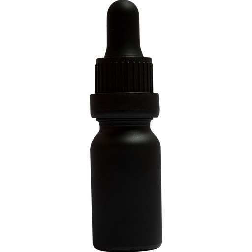 [GD-BOT-Black/black] 10ml Rundglasflasche schwarz matt einzeln, kompl. mit Deckel