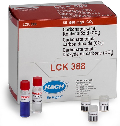 [LCK388] Hach LCK388 Carbonate/carbon dioxide cuvette test 55-550 mg/L CO₂, 25 tests