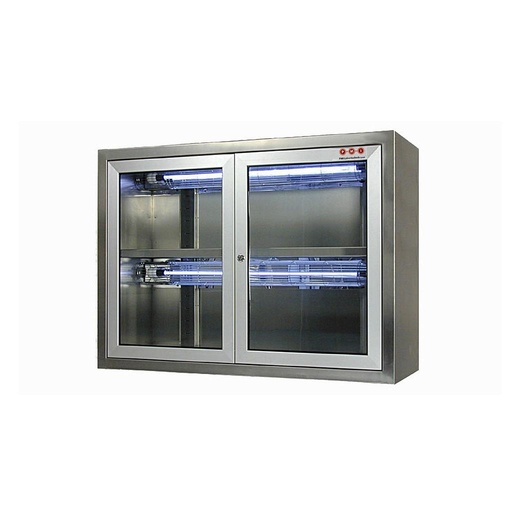 [UV-CABINET-H-NX-2/2] UV-C Edelstahl-Wandschrank, 2 Türen, 2 Einlegeböden, 2x75W HO (IP20)