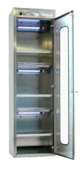 [UV-CABINET-H-NX-1/3C] UV-C Edelstahlschrank, 1 Tür, 3 Messerhalterungen 3x40W HO (IP20)