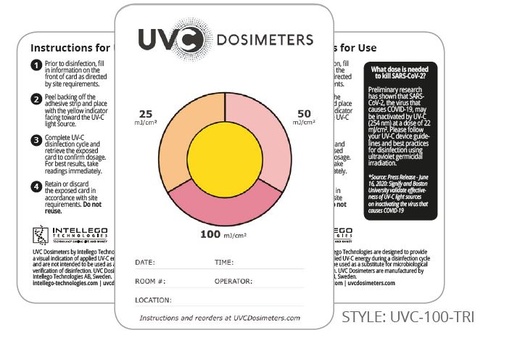 [UVC-100TRI-1] UV-C Dosimeter - Card - 1 Stück 