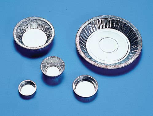[611-1377] Aluminum Weighing Pans Int.Ø×H 110 x29mm 50pcs