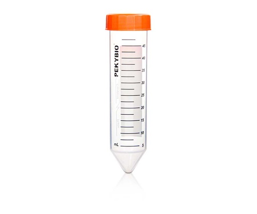 [PK00371 Karton] 50 mL Zentrifugenröhrchen mit orangefarbener Schraubkappe mit Siegel, konischer Boden, nicht steril 25 Stück/Beutel' 20 Beutel/Karton