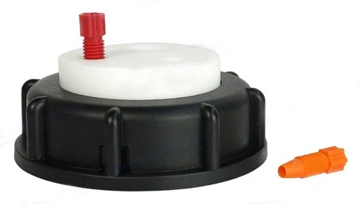 [C0002055] Black S60 Solvent Safety Waste Cap with 2 ports. 1pcs/pk.