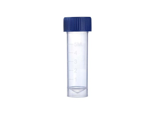 [PK00145 Karton] 5mL-Transportröhrchen mit blauem Schraubverschluss und Graduierung' Vormontiert' Konischer Boden' Stehend' Nicht steril100Stück/Beutel' 10Beutel/Karton