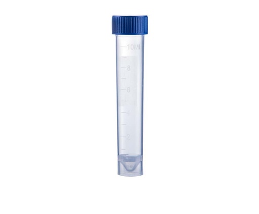 [PK00411 Karton] 10mL-Transportröhrchen mit blauem Schraubverschluss' separat' konischer Boden' selbststehend' nicht steril100Stück/Beutel' 10Beutel/Karton