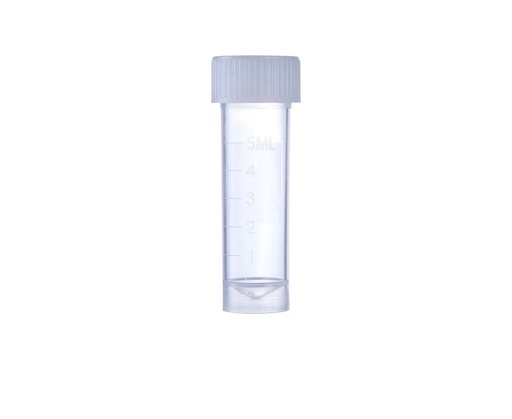 [PK00412 Karton] 5mL-Transportröhrchen mit natürlichem Schraubverschluss' separat' konischer Boden' selbststehend' steril200Stück/Beutel' 5Beutel/Karton