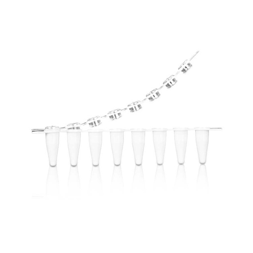 [PK00190 Karton] 0.1mL 8-Streifen weißes PCR-Gefäß mit 8-Streifen klarer gewölbter Kappe' nicht steril125Streifen/Beutel' 1Beutel/Packung' 10Packungen/Karton
