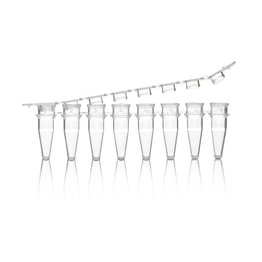 [PK00191 Karton] 0.2mL 8-Strip Clear PCR Tube mit 8-Strip Clear Flat Cap' Non-Sterile125Strips/Beutel' 1Beutel/Pack' 10Packs/Karton